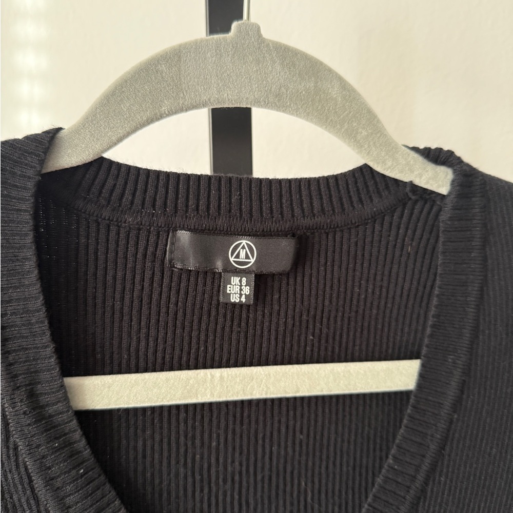 MISSGUIDED BLACK V-NECK SWEATER DRESS - Picture 3 of 4
